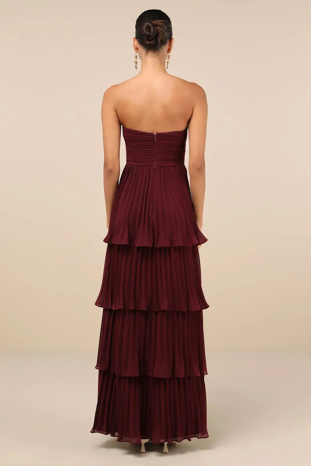 Velmara - Strapless Layered Ruffle Maxi Dress