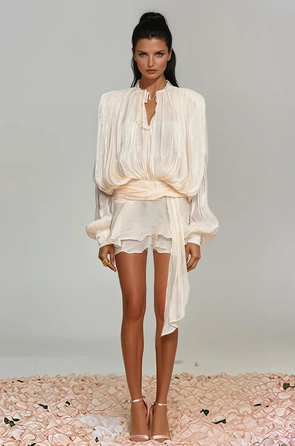 Aliyah Balloon Sleeve Ruffle Mini Dress
