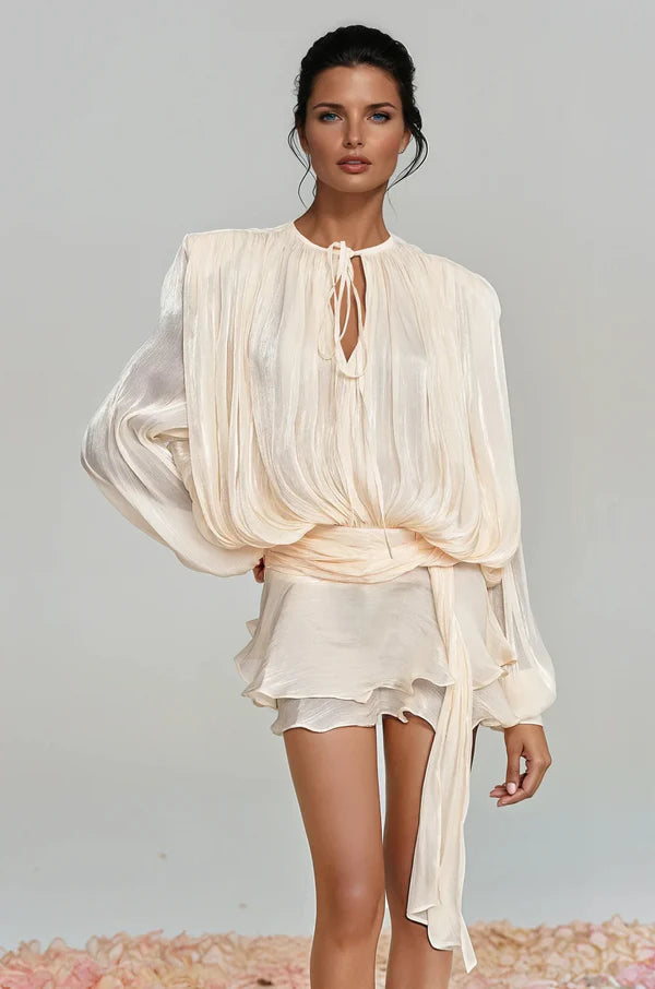 Aliyah Balloon Sleeve Ruffle Mini Dress
