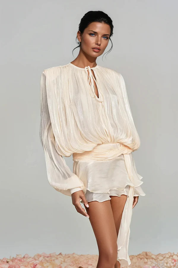 Aliyah Balloon Sleeve Ruffle Mini Dress