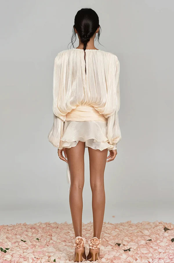 Aliyah Balloon Sleeve Ruffle Mini Dress