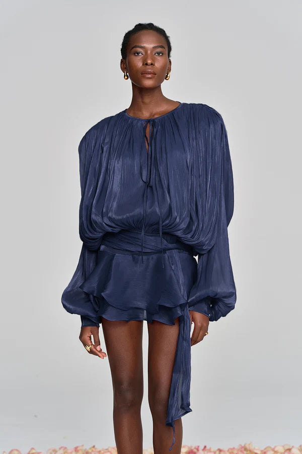 Aliyah Balloon Sleeve Ruffle Mini Dress