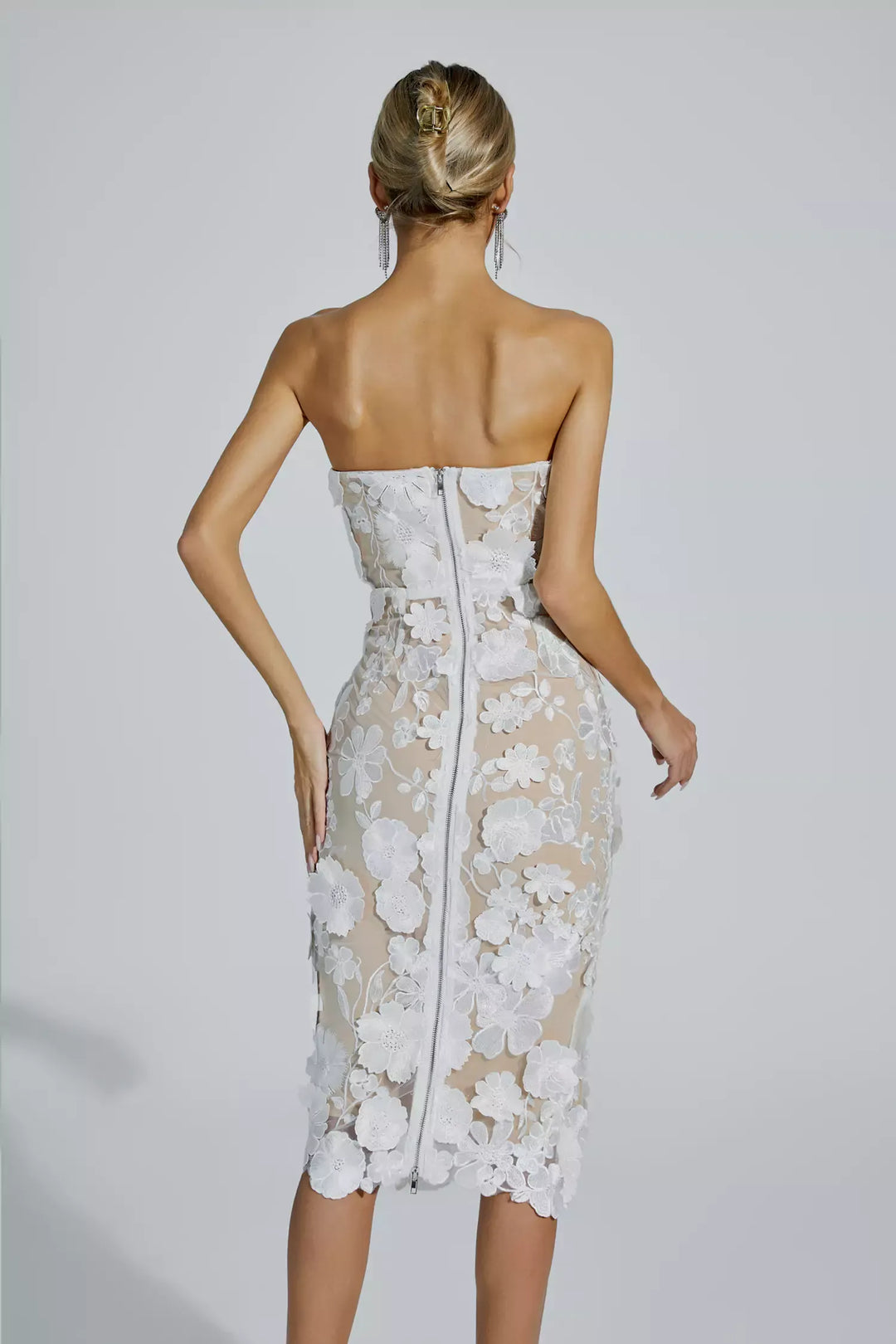 Janelle Lace Flower Off-shoulder Dress