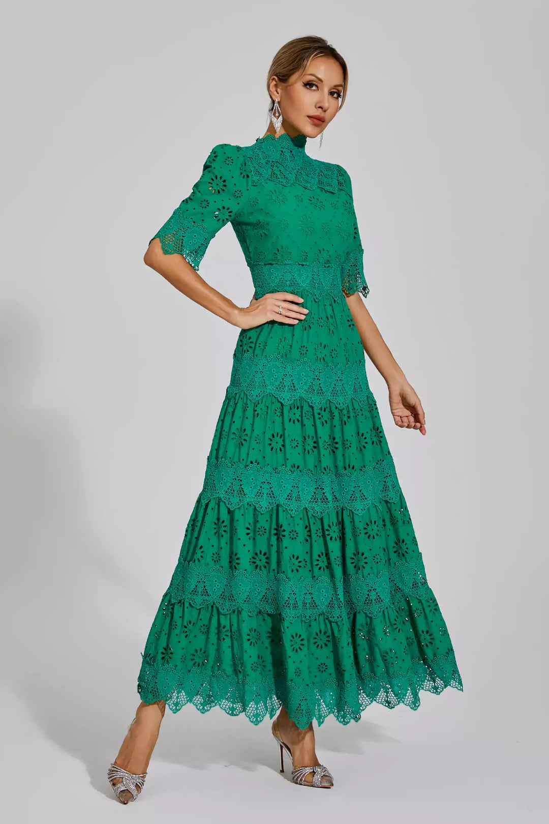 Bianca - Hollow Half Sleeve Midi Dress
