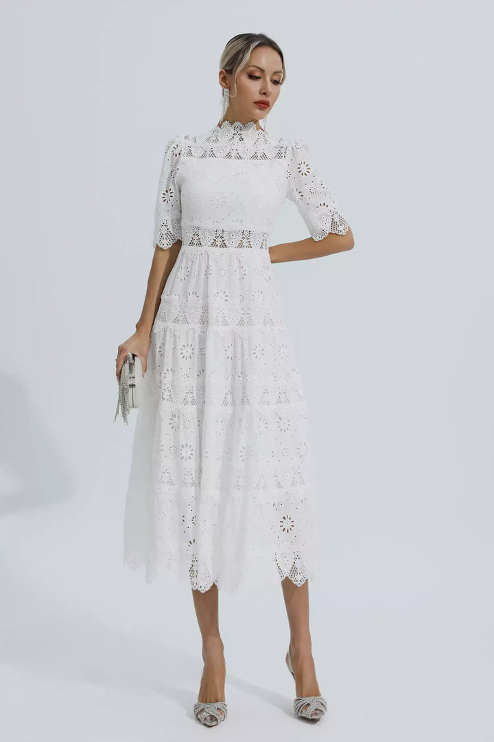 Bianca - Hollow Half Sleeve Midi Dress