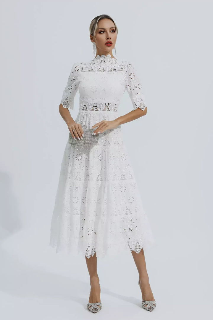 Bianca - Hollow Half Sleeve Midi Dress