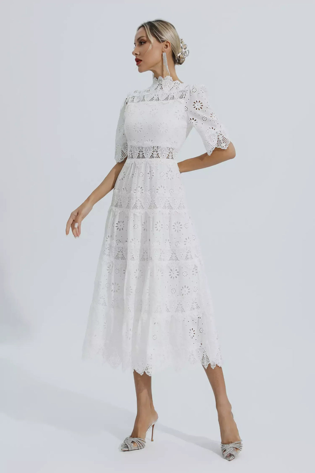 Bianca - Hollow Half Sleeve Midi Dress