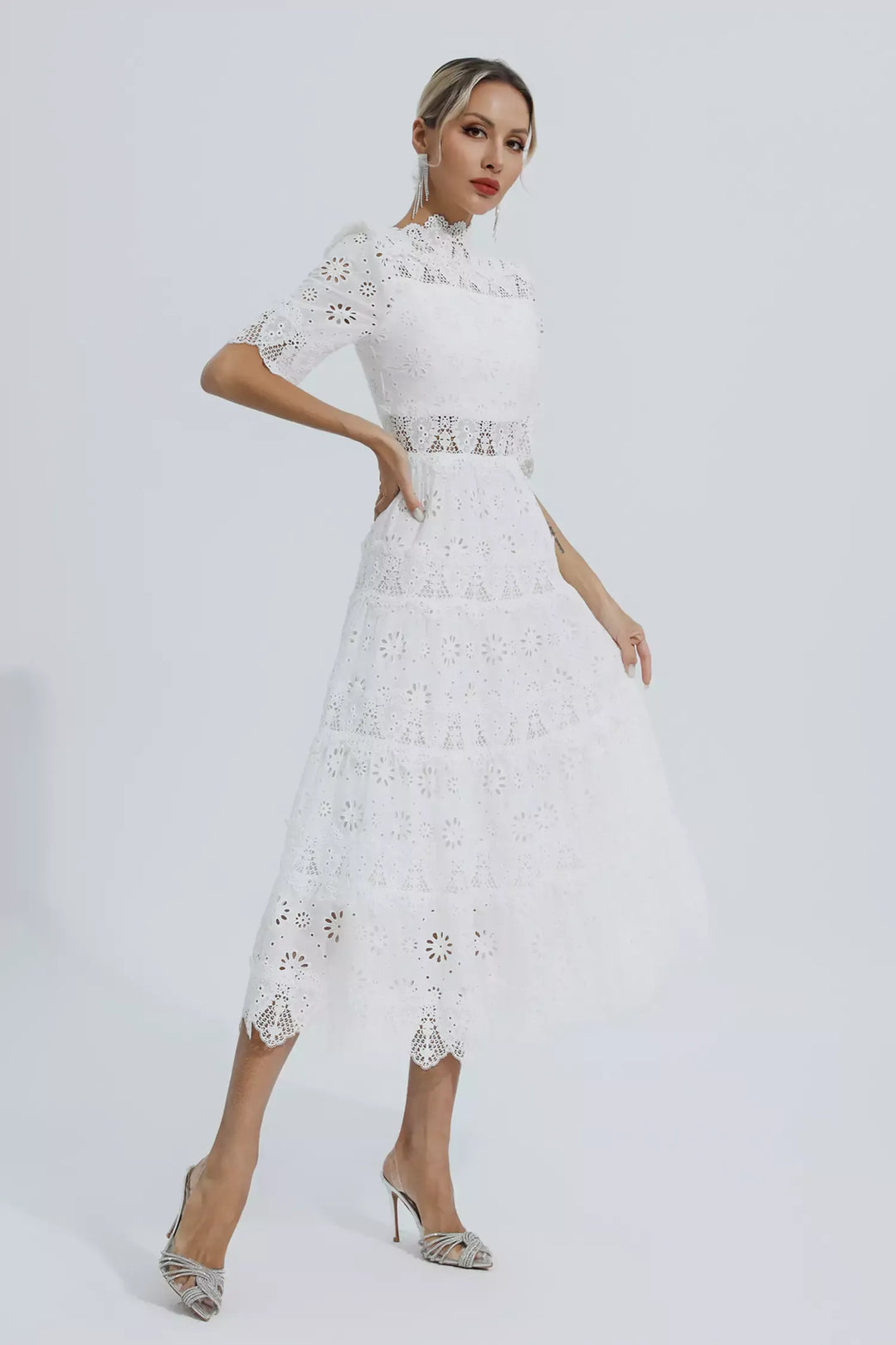 Bianca - Hollow Half Sleeve Midi Dress