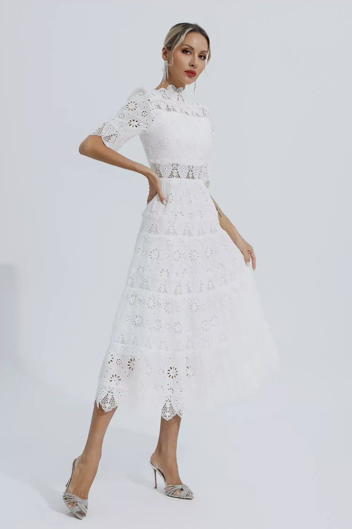 Bianca - Hollow Half Sleeve Midi Dress