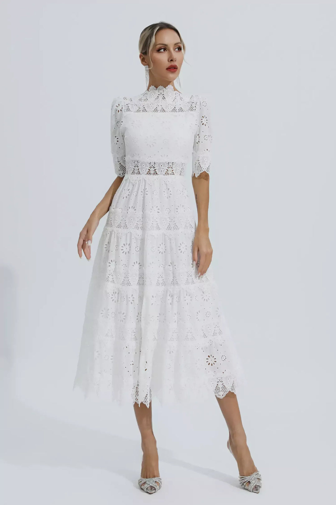 Bianca - Hollow Half Sleeve Midi Dress