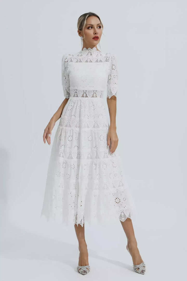 Bianca - Hollow Half Sleeve Midi Dress