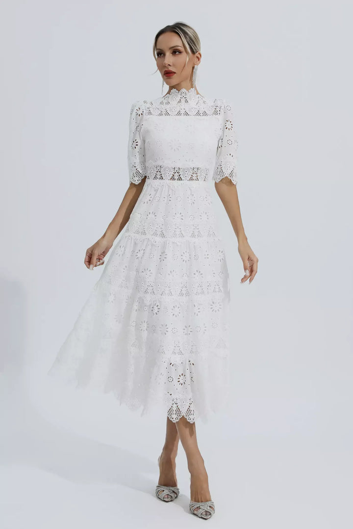 Bianca - Hollow Half Sleeve Midi Dress