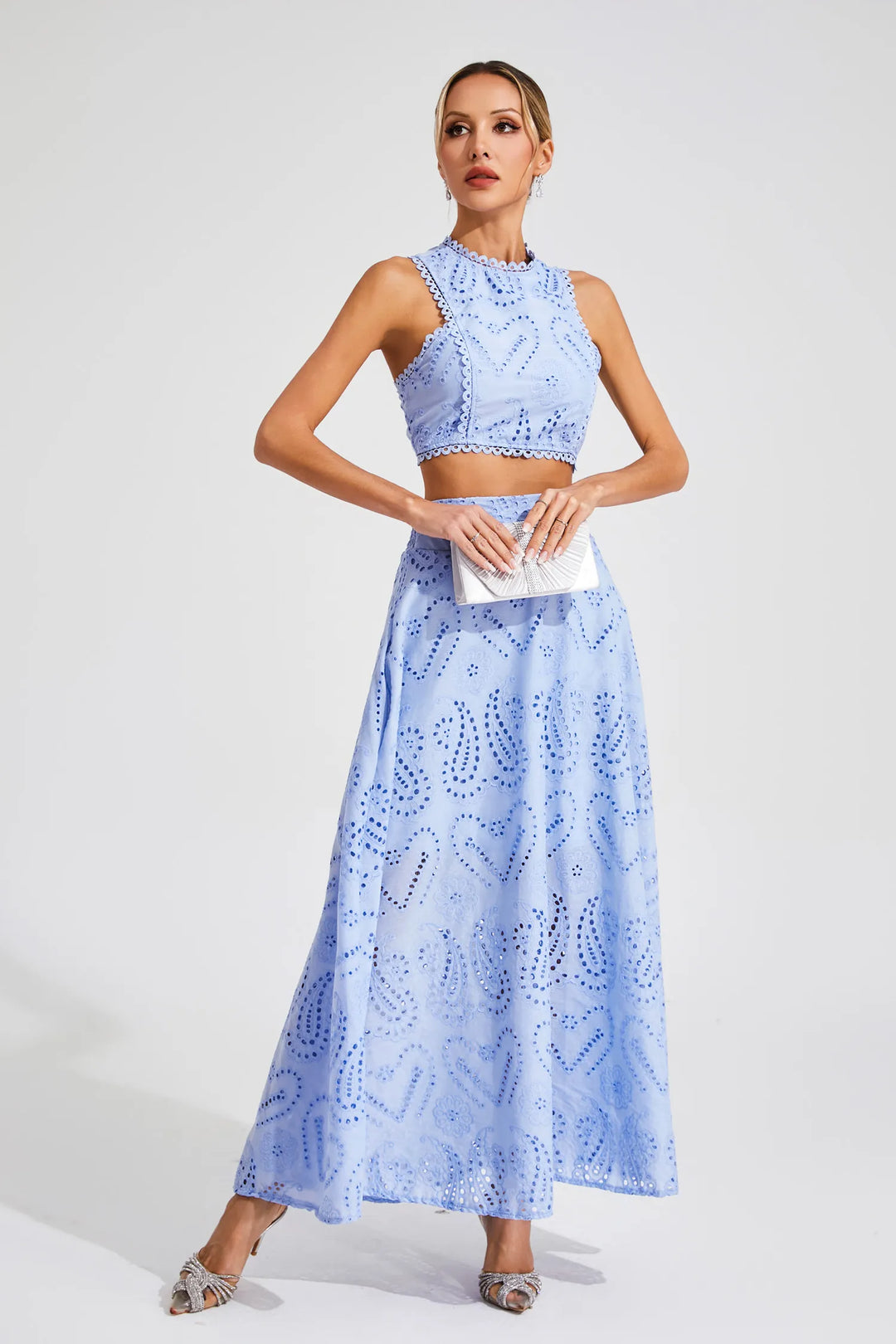 Saskia Embroidered Sleeveless Set