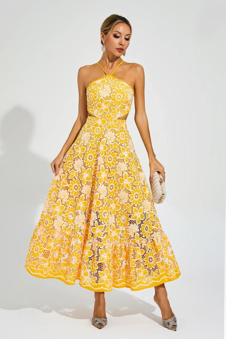 Melanie Cut Out Halter Dress
