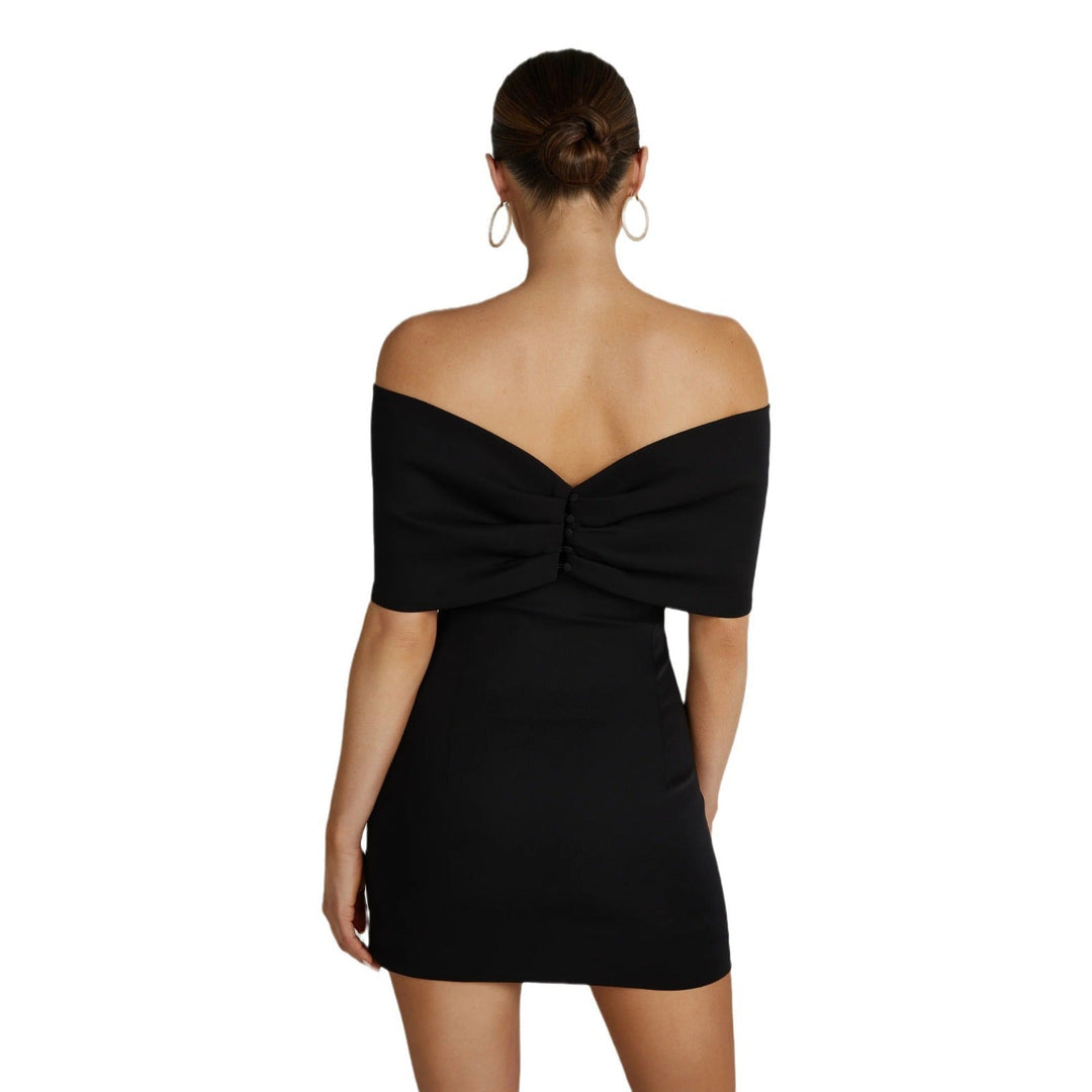 Anselie - Off-Shoulder Solid Over-Fold Mini Dress