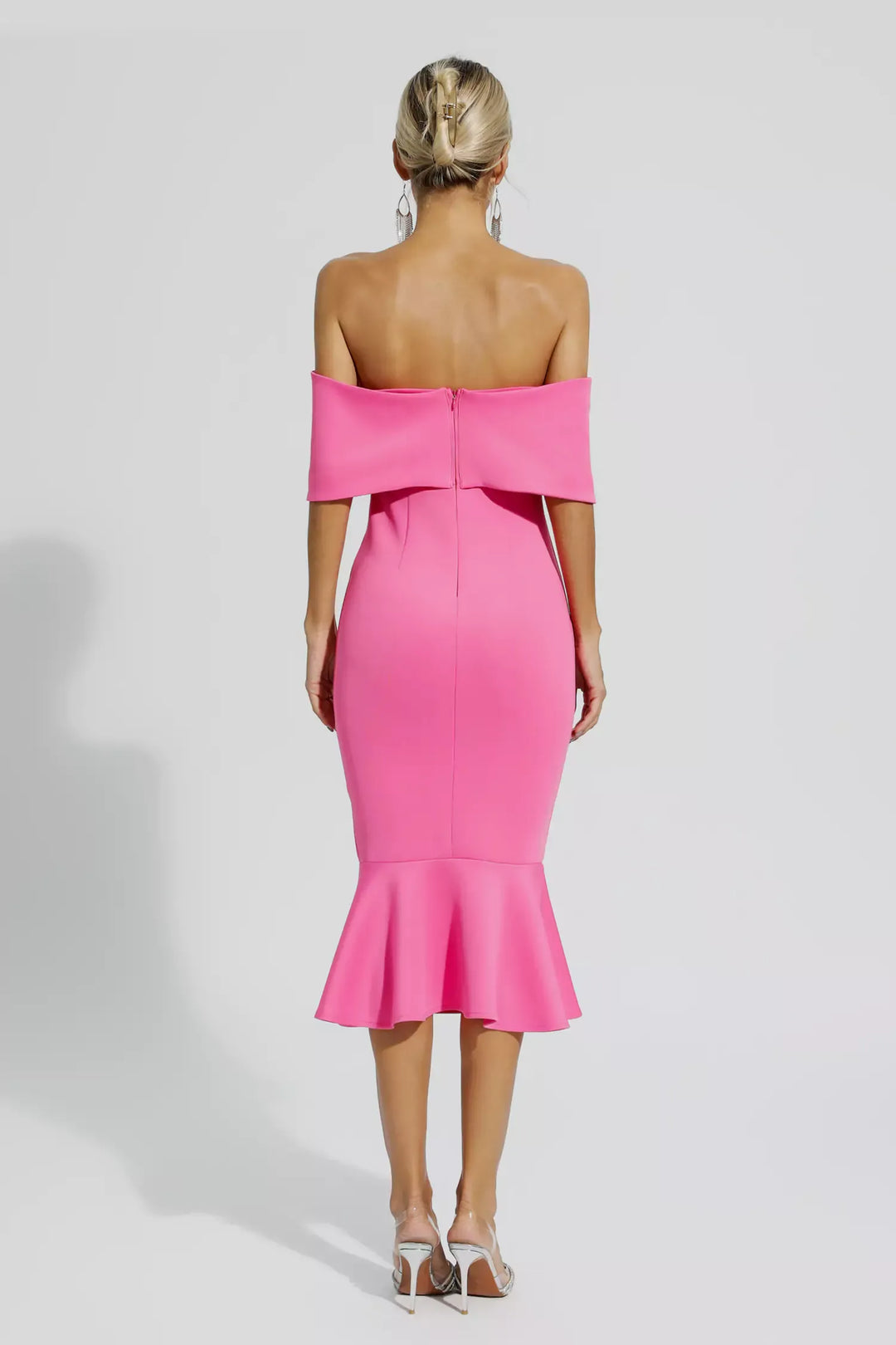 Denise Bow Off Shoulder Ruffle Dress